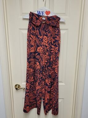 Patrons of Peace Navy and Orange Floral Wide-Leg Pants